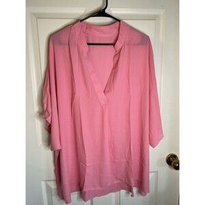 Women’s Pink V-Neck Batwing Sleeve Blouse Size 2X NWOT